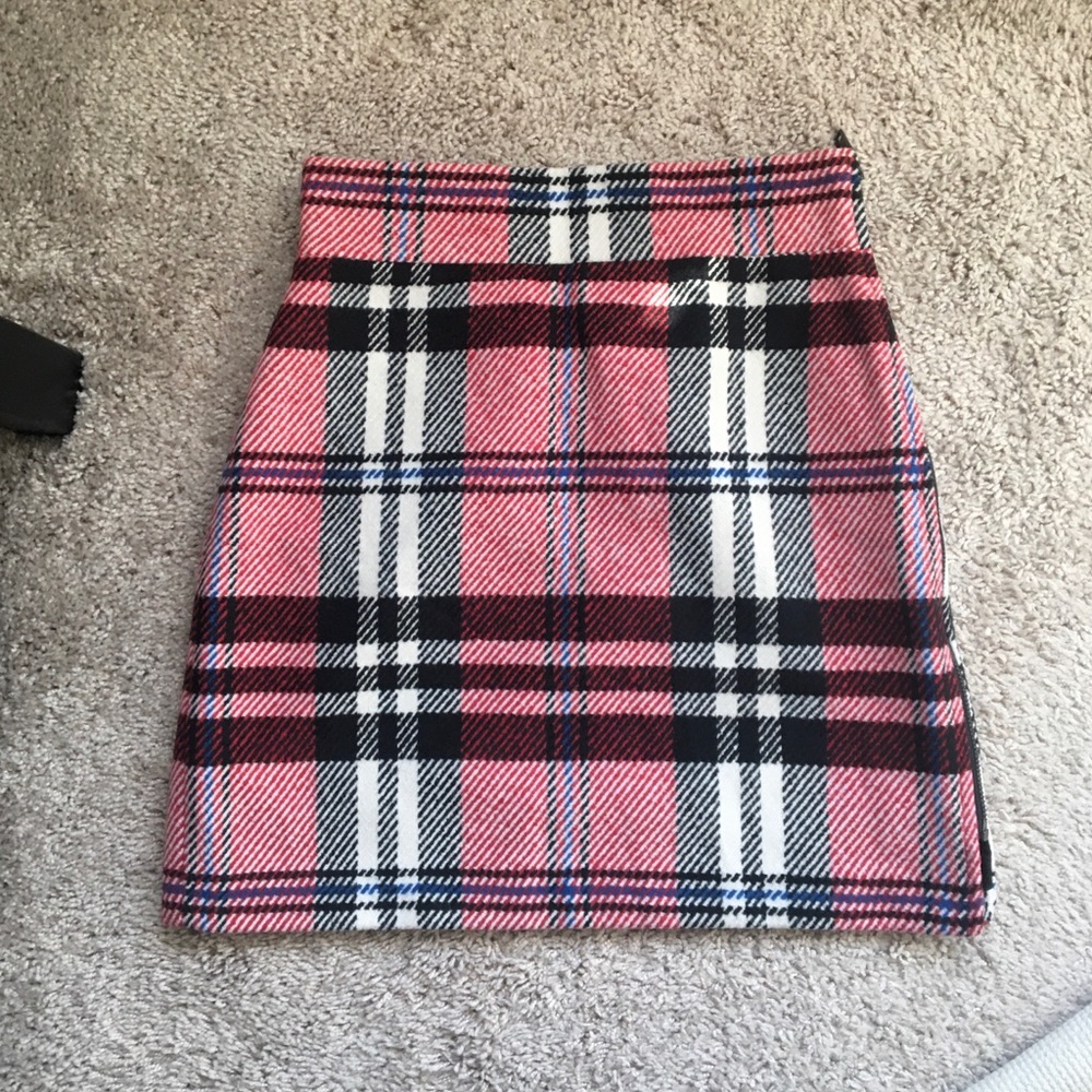Topshop Plaid Tartan Red Skirt